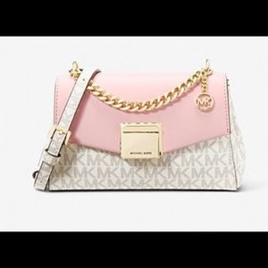 Michael Kors Lita Small Two-Tone Logo and Leather Crossbody Bag